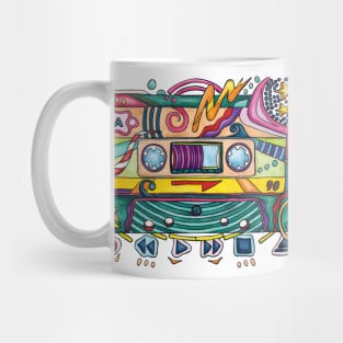 80s cassette tape with pop colors Mug